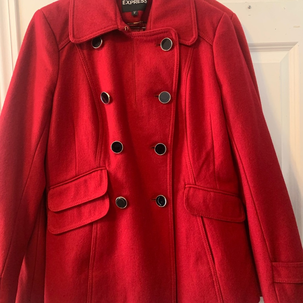 Express Scarlet Outerwear with Button Accents - Picture 6 of 9